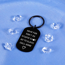 Load image into Gallery viewer, Back to School Supplies College Student Funny Keychain Gag Gifts for Son Daughter Birthday Gifts Teen Girl Gifts for Teenage Boys High School Graduate Gift Ideas Off to College Graduation Present