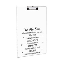 Load image into Gallery viewer, Christmas Gifts for Son Students Kids Teacher, Birthday Gifts for Boys Teenagers from Mom Dad, Inspirational Acrylic Clipboards for Classroom Cute Hanging Clipboard 8.7×12 Standard Letter Size A4