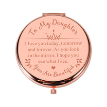 Load image into Gallery viewer, Lucullan Lepole Daughter Gift from Mom Rose Gold Compact Mirror Girls Bonus Daughter Gifts for Grown Daughter Birthday Graduation Valentines Day Gifts for Her Daughter in Law Teen Girls Gift Ideas