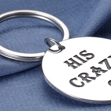 Load image into Gallery viewer, Couple Gift Keychain for Him His Crazy Her Weirdo Boyfriend Girlfriend King Queen Best Funny Key-to-heart 2pcs Set from Husband Wife Fiance Fiancee Teen Anniversary Christmas Cute Valentine's Day