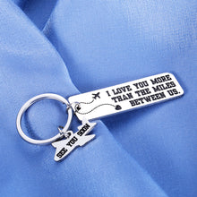 Load image into Gallery viewer, Long Distance Relationship Gifts for Him Her Christmas Valentines Day Keychain for Boyfriend Girlfriend Couple Anniversary Birthday Present I Love You More Than the Miles Between Us Friendship Keyring