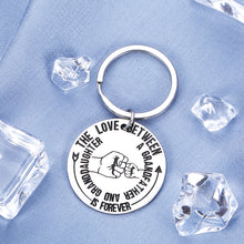 Load image into Gallery viewer, Keychain Gift Charm Engraved The Love Between A Grandfather and Granddaughter is Forever for New Grandpa Granddad Gramps Birthday of Grandparent Father’s Day Christmas Thanksgiving from Grandchildren