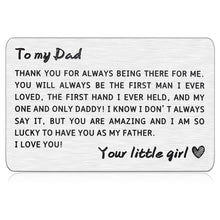 Load image into Gallery viewer, Fathers Birthday Gifts from Daughter Wife Kids to Dad Wallet Insert Card Father’s Day Thank You Present for Daddy Papa Padre Love Note for Father Figure Grandpa Wedding Men Him Husband