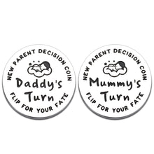 Load image into Gallery viewer, New Parents Gift for New Mom Dad Funny Decision Coin for First Time Mommy Daddy to Be Expecting Mother New Baby Birthday Present for Pregnancy Women Men Double-Sided Father’s Day Gifts