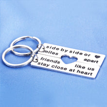 Load image into Gallery viewer, Best Friend Christmas Gifts Keychain Set of 2 for Long Distance BFF Bestie Birthday Graduation Going Moving Away Friendship Stocking Stuffer Back to School for Close Friends Leaving Matching Heart