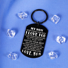 Load image into Gallery viewer, Boys Christmas Gifts Keychain Back to School Gifts for Son from Mom Inspirational Gifts for Teen Boys Men Birthday Coming of Age Mother to Son Gifts for Wedding Gifts for Step Son in Law Black