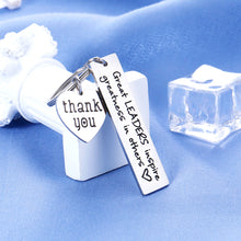 Load image into Gallery viewer, Boss Appreciation Gift Thank You Keychain for Supervisor Mentor Boss Lady Boss Day Christmas Birthday Retirement Gift from Coworker Colleague Leaving Moving- Great Leaders Inspire Greatness in Others