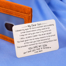 Load image into Gallery viewer, Christmas Gifts for Teenage Boys from Mom Mother Wallet Insert Card Inspirational Gifts for Son Back to School Birthday Valentines Gifts for Men Step Son in Law First Time Fathers Day Gift Love Notes