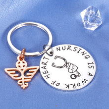 Load image into Gallery viewer, Nurses Day Gifts for Women Nursing is a Work of Heart Keychain for Nurse School Students Graduation LPN RN Thank You Present Best Friend Birthday Gift for Teacher Appreciation Men Male