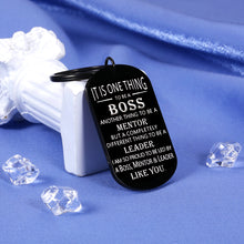 Load image into Gallery viewer, Bosses Day Gifts Keychain Thank You Gifts for Women Mentor Leader Retirement Gifts for Supervisor Manager PM Christmas Gifts for Boss Gifts for Men Office from Coworker Present Dog Tag Black