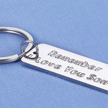 Load image into Gallery viewer, Son Keychain Gift for Boys Him from Mom Dad Remember I Love You Birthday Thanksgiving Christmas Graduation Back to School Wedding Present for Children Kid Teenage