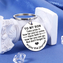 Load image into Gallery viewer, Birthday Gifts for Son Christmas Gifts for Kids Graduation Gifts for College Boys Inspirational Keychain Teenagers Sweet 16 Present Coming of Age Gifts for Adult Son Gifts from Mom Dad Back to School