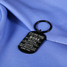 Load image into Gallery viewer, Bosses Day Gifts Keychain Thank You Gifts for Women Mentor Leader Retirement Gifts for Supervisor Manager PM Christmas Gifts for Boss Gifts for Men Office from Coworker Present Dog Tag Black