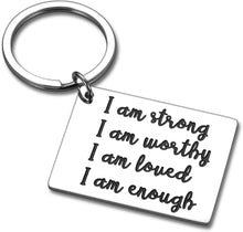 Load image into Gallery viewer, Inspirational Christmas Keychain Faith Gifts for Women Men Teens Boy Girls from Dad Mom Best Friend BFF Motivational Keyring for Birthday Valentines Day Graduation Depression Gift I am Strong Enough