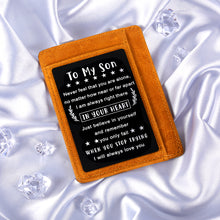 Load image into Gallery viewer, To My Son Gifts from Mom Wallet Cards for Him Son Graduation Gift from Dad Inspirational Birthday Gifts for Son Adult Coming-of-Age Teen Boy Back to School Deployed Son in Law Present from Parent