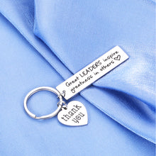 Load image into Gallery viewer, Boss Appreciation Gift Thank You Keychain for Supervisor Mentor Boss Lady Boss Day Christmas Birthday Retirement Gift from Coworker Colleague Leaving Moving- Great Leaders Inspire Greatness in Others