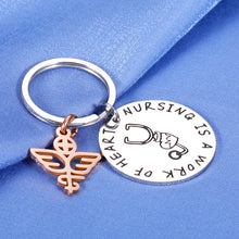 Load image into Gallery viewer, Nurses Day Gifts for Women Nursing is a Work of Heart Keychain for Nurse School Students Graduation LPN RN Thank You Present Best Friend Birthday Gift for Teacher Appreciation Men Male