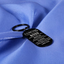 Load image into Gallery viewer, Bosses Day Gifts Keychain Thank You Gifts for Women Mentor Leader Retirement Gifts for Supervisor Manager PM Christmas Gifts for Boss Gifts for Men Office from Coworker Present Dog Tag Black