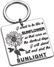 Load image into Gallery viewer, Inspirational Sunflower Keychain Spiritual Floral Gift for Women Birthday Teenage Girls Friendship Sister Graduation Best Friend on Christmas Valentines Day Anniversary Sunshine Car Accessories