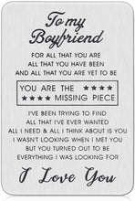 Load image into Gallery viewer, Wallet Insert Card for Boyfriend Valentine Gifts for My Man Him Husband to Be Birthday from Girlfriend Wife Wedding Anniversary Mini Love Note Future Hubby Groom Fiance Couple Engagement Present