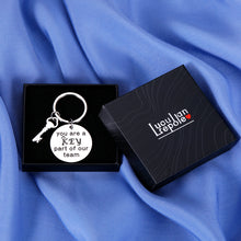 Load image into Gallery viewer, Team Gift for Employee Appreciation Thank You Keychain for Women Men Coworker Goodbye Farewell Present from Boss Lady Leader Mentor Birthday Retirement Teacher Coach Instructor Player