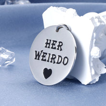 Load image into Gallery viewer, Couple Gift Keychain for Him His Crazy Her Weirdo Boyfriend Girlfriend King Queen Best Funny Key-to-heart 2pcs Set from Husband Wife Fiance Fiancee Teen Anniversary Christmas Cute Valentine's Day