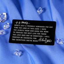 Load image into Gallery viewer, Birthday Gifts for Dad from Daughter Son Engraved Wallet Insert Card Fathers Day Present for Husband from Wife Mini Love Note for Daddy Papa Padre Thank You Gifts for Step Dad Father Figure Uncle