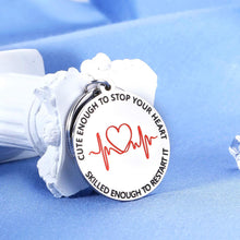 Load image into Gallery viewer, Funny Nurse Valentines Gifts Keychain for Women Men Nursing Day Week Students Graduation LPN RN Coworker Friends Nurse Practitioner Doctor Mom Dad Birthday Christmas Cute Enough to Stop Your Heart