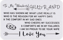 Load image into Gallery viewer, Boyfriend Valentines Gifts Wallet Insert Card for Husband Wedding Anniversary Fiance Groom Birthday Mini Love Note for Him Men Boys Newlywed Couple Jewelry from Girlfriend Wife Proposal Honeymoon