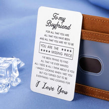 Load image into Gallery viewer, Wallet Insert Card for Boyfriend Valentine Gifts for My Man Him Husband to Be Birthday from Girlfriend Wife Wedding Anniversary Mini Love Note Future Hubby Groom Fiance Couple Engagement Present