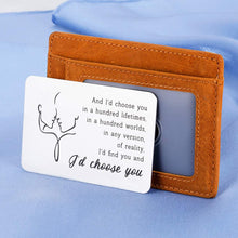 Load image into Gallery viewer, Christmas Gifts for Boyfriend Girlfriend Valentines Engraved Wallet Insert Card for Husband Wife Wedding Anniversary Mini Love Note Birthday Engagement Present for Him Fiance Groom Hubby from Her