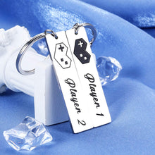 Load image into Gallery viewer, 2Pcs Gamer Couple Gifts Player 1 Keychain Player 2 Keychains for Boyfriend Girlfriend Valentines Day Christmas for Husband Wife Anniversary Birthday for My Man Fiance His Him and Her Present Keyrings