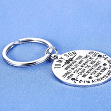 Load image into Gallery viewer, to My Son Gifts from Mom Dad Inspirational Christmas Keychain for Teen Boys Graduation Back to School Step Son Birthday for Him Men Wedding Anniversary from Mother in Law I Love You Stocking Stuffers