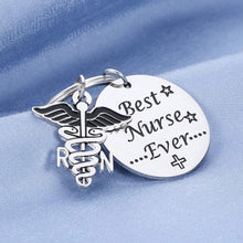 Load image into Gallery viewer, Best Nurse Ever Keychain Thank You Gift for Women Men Thanksgiving Day Christmas Nursing Teacher New Practical Practitioner Registered Family LPN RN NP Week Student Graduation Appreciation Retirement