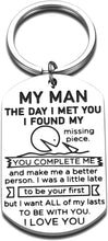 Load image into Gallery viewer, My Man Keychain Boyfriend Husband Christmas for Him Anniversary Valentines Fiance Groom Wedding for Hubby Birthday Thanksgiving from Girlfriend Wife The Day I Met You I Love You Couple Keychains