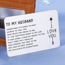 Load image into Gallery viewer, to My Husband Valentine’s Day Gift for Hubby Birthday Anniversary Wallet Insert Card Groom Wedding Honeymoon Worse Half Mini Love Note from Bride Wife for Boyfriend Men Him Father’s Day