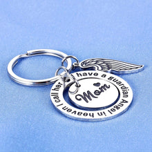 Load image into Gallery viewer, Mom Memorial Gifts Keychain Loss of Mother Sympathy Gift for Loss of Mommy Momma Mama Remembrance Key Chain Christmas Funeral Key Tags Remembering I Have a Guardian Angel I Call Her Mom