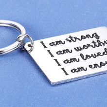 Load image into Gallery viewer, Inspirational Christmas Keychain Faith Gifts for Women Men Teens Boy Girls from Dad Mom Best Friend BFF Motivational Keyring for Birthday Valentines Day Graduation Depression Gift I am Strong Enough