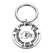 Load image into Gallery viewer, Keychain Gift Charm Engraved The Love Between A Grandfather and Granddaughter is Forever for New Grandpa Granddad Gramps Birthday of Grandparent Father’s Day Christmas Thanksgiving from Grandchildren