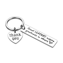 Load image into Gallery viewer, Boss Appreciation Gift Thank You Keychain for Supervisor Mentor Boss Lady Boss Day Christmas Birthday Retirement Gift from Coworker Colleague Leaving Moving- Great Leaders Inspire Greatness in Others