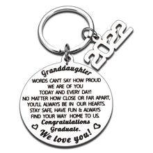 Load image into Gallery viewer, Graduation Gifts for Granddaughter Senior 2022 Keychain Graduate Gift for Grand Kids from Grandma Grandpa Grandparents to Grand Daughter Grad Presents for Her High School College Graduating Gifts