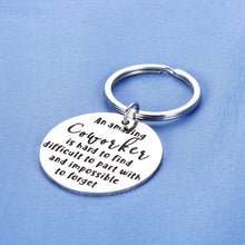 Load image into Gallery viewer, Coworker Leaving Gifts Keychains for Colleague Boss Employee Retirement Leader Supervisor Farewell for Women Men Work Friends Christmas Goodbye Thank You an Amazing Coworker is Hard to Find Keychain