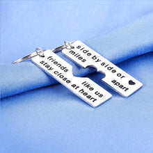 Load image into Gallery viewer, Best Friend Christmas Gifts Keychain Set of 2 for Long Distance BFF Bestie Birthday Graduation Going Moving Away Friendship Stocking Stuffer Back to School for Close Friends Leaving Matching Heart