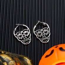 Load image into Gallery viewer, 2/6/7 Pairs Halloween Ghost Skeleton Dangle Earrings Assorted Pumpkin Spider Black Cat Bat Cobweb Spiderweb Faux Leather Earring Studs Sets Gifts for Girls Women Ladies Her Halloween Theme Party