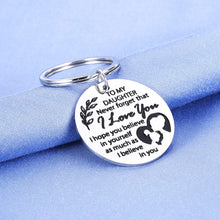 Load image into Gallery viewer, Daughter Keychain Christmas Gift from Mom Grandma Valentines Gifts to Girls Daughters in Law Birthday Graduation Wedding Mothers Day Step Mother Encouragement Present for Women Teen I Love You