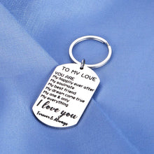 Load image into Gallery viewer, Anniversary Gifts for Him Husband to My Love Keychain Christmas Valentines Day Thanksgiving Present for Boyfriend Man Groom Wedding from Her Wife Girlfriend Soulmate Couple Key Chain Gift I Love You
