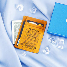 Load image into Gallery viewer, Minimalist Slim Wallet RFID Front Pocket for Son Christmas Birthday Gifts from Dad Father to Step Son Teen Boys Graduation Valentines Day Love You Business Credit Card Holder Card Case Holder Leather