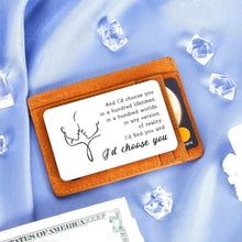 Load image into Gallery viewer, Christmas Gifts for Boyfriend Girlfriend Valentines Engraved Wallet Insert Card for Husband Wife Wedding Anniversary Mini Love Note Birthday Engagement Present for Him Fiance Groom Hubby from Her