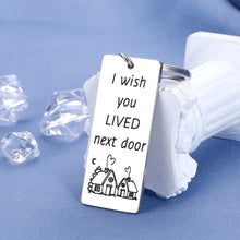 Load image into Gallery viewer, Long Distance Friendship Valentines Gifts Best Friend Anniversary Keychain for Her BFF Women Bestie Birthday for Sister Brother New Year Him Men Goodbye Love Present I Wish You Lived Next Door