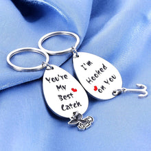Load image into Gallery viewer, Valentine's Day Gifts Set of 2 Pcs Keychain for Him Her Birthday Husband Wife Wedding Anniversary for Boyfriend Girlfriend Christmas Fisherman Couple Present You are My Best Catch I’m Hooked Keyring